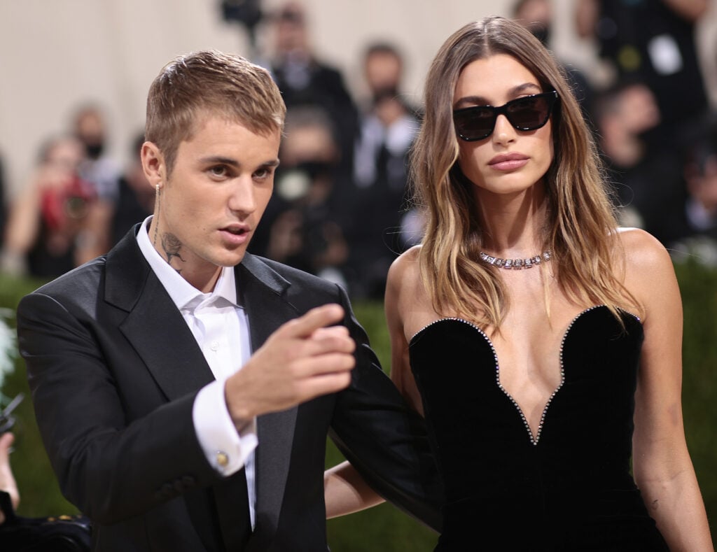 Justin Bieber and Hailey Bieber at the Met Gala in 2021.