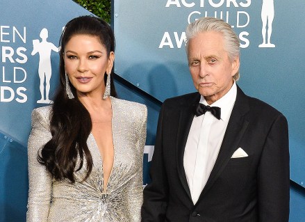 Catherine Zeta-Jones and Michael Douglas arrive for the 26th annual SAG Awards held at the Shrine Auditorium on Sunday, January 19, 2020 in Los Angeles.  The Screen Actors Guild Awards will be broadcast live on TNT and TBS.  SAG Awards 2020, Los Angeles, California, United States – 19 January 2020
