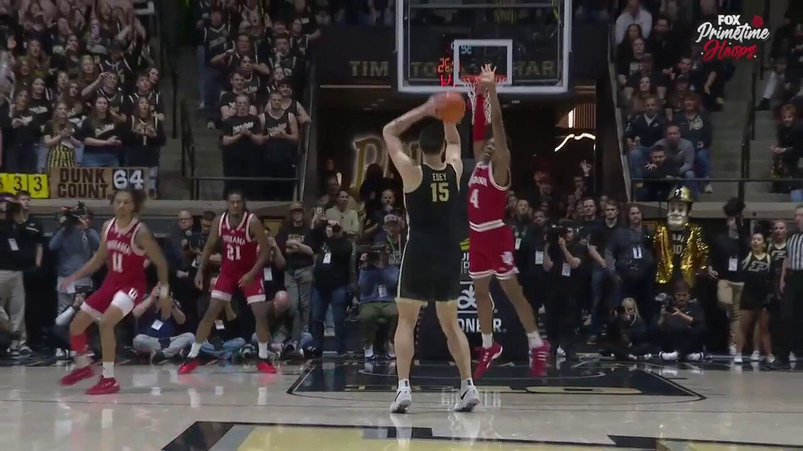 Purdue's Zack Eddy shows off his range and knocks down his first collegiate 3-pointer vs. Indiana