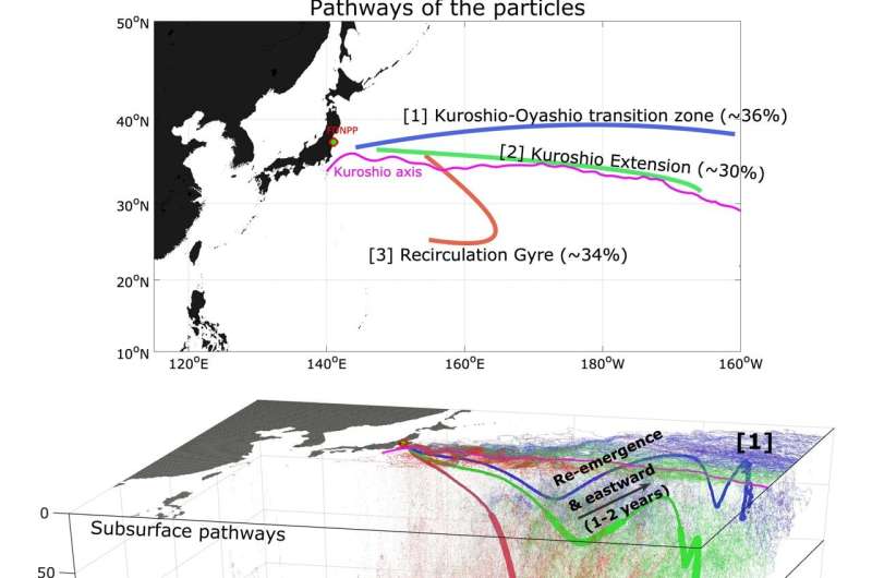 North Pacific Ocean circulation patterns reveal Fukushima fallout transport longevity